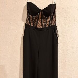 Black Lace Bustier Jumpsuit